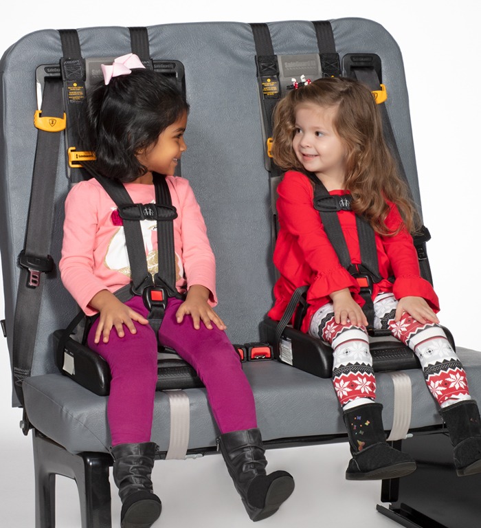 Car harness for special needs, installation on an individual seat. 